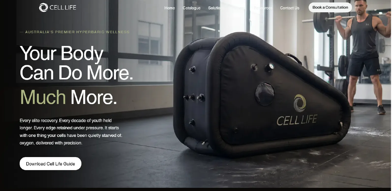 The Cell Life landing page header, introducing the product to visitors.