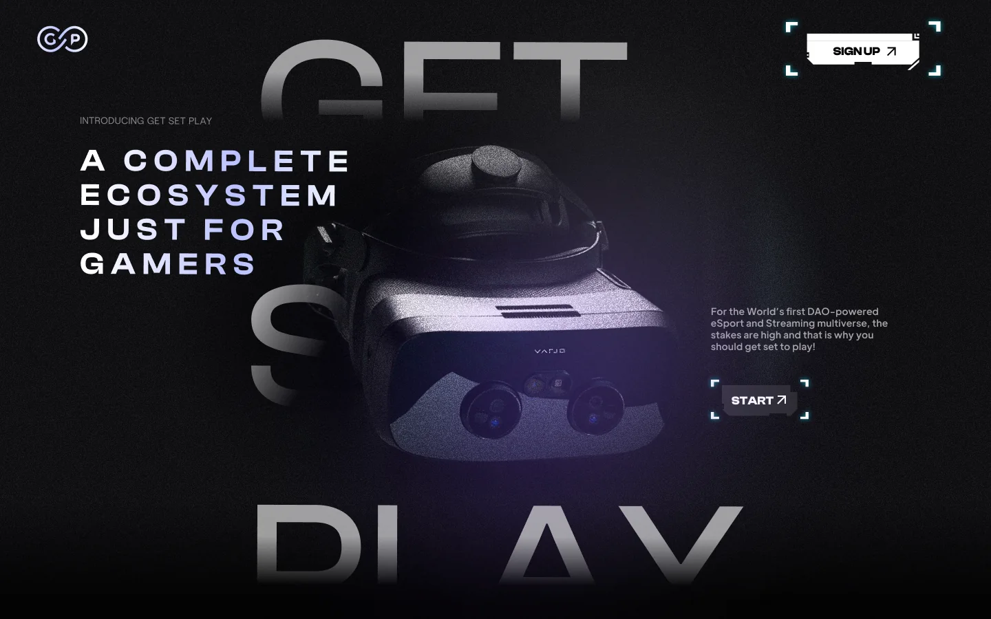 The GetSetPlay platform landing page, introducing its Web3 gaming products.